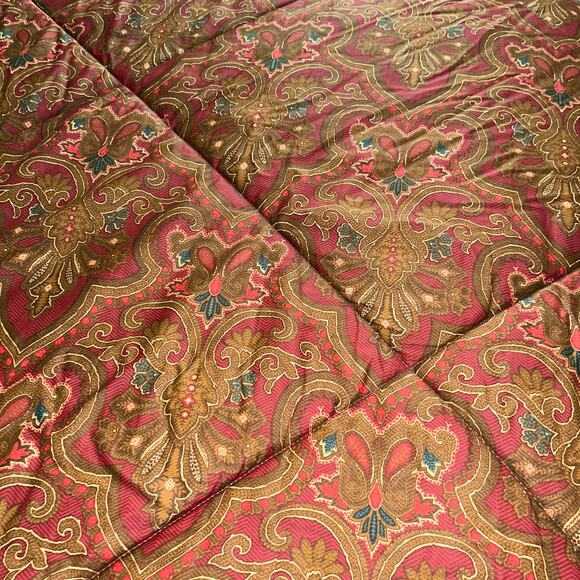 Vintage Ralph Lauren Abenhall King Comforter Reversible Red Gold Paisley - Picture 7 of 8